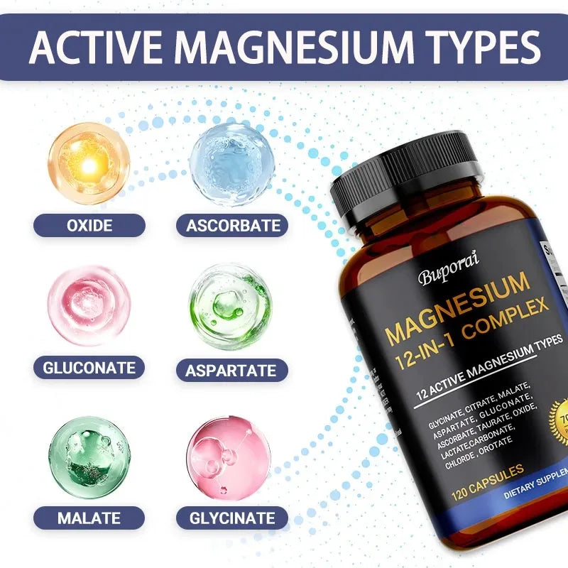 Magnesium Complex Capsules – 12 Forms for Bone & Muscle Mineral Supplement Qst