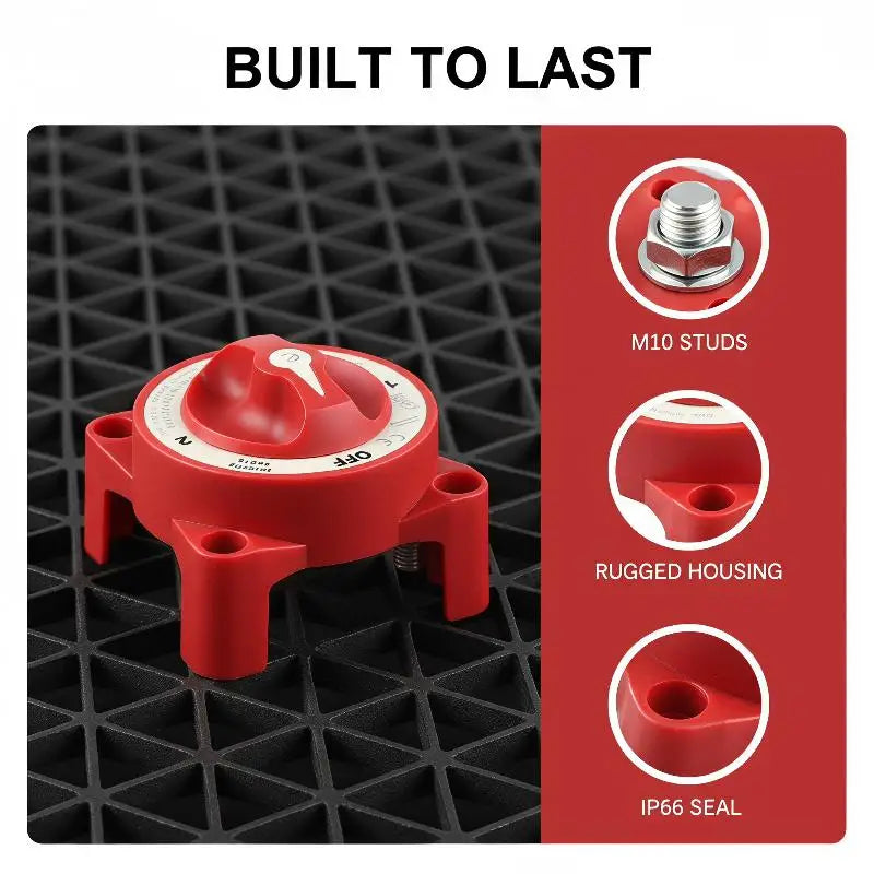 Marine Battery Selector Switch 4-Position Waterproof Heavy Duty Marine Battery Switch Qme
