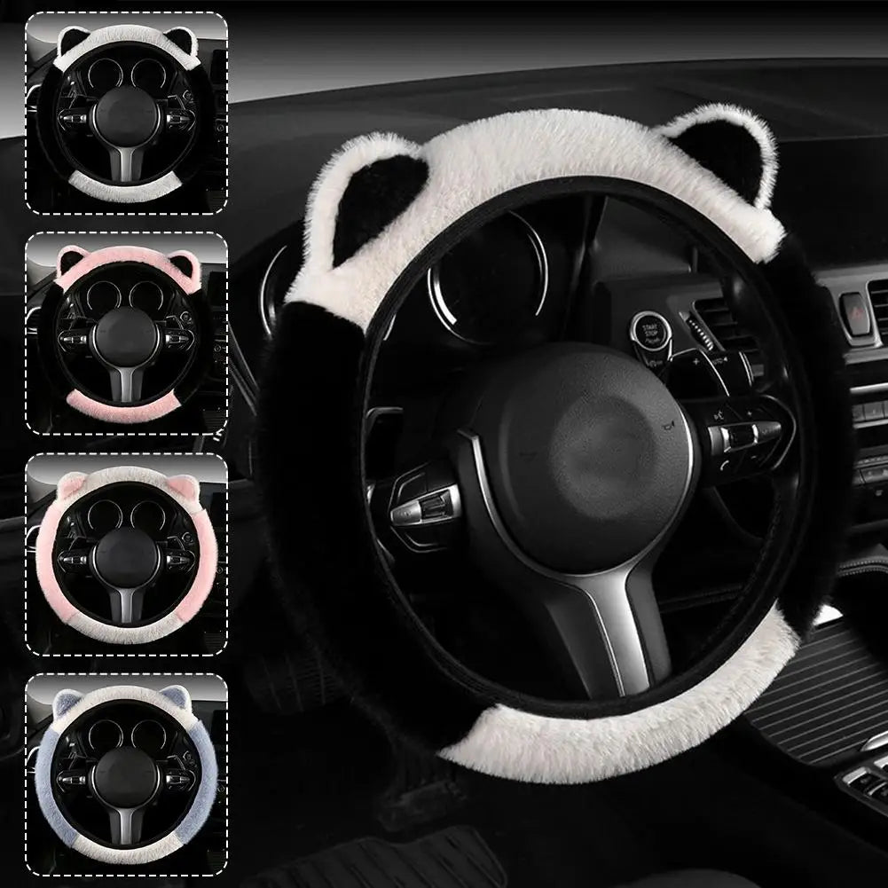 Winter Plush Steering Wheel Cover – Non-Slip Universal Fit Steering Wheel Cover Qme
