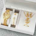 Luxury Ladies Diamond Studded Full Steel Chain Watch | 2 Colors Ladies Fashion Watch Qme 6PCS Without Box