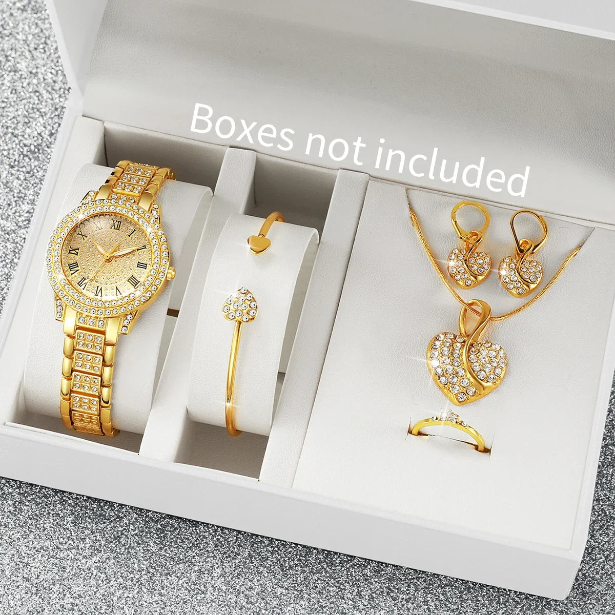 Luxury Ladies Diamond Studded Full Steel Chain Watch | 2 Colors Ladies Fashion Watch Qme 6PCS Without Box