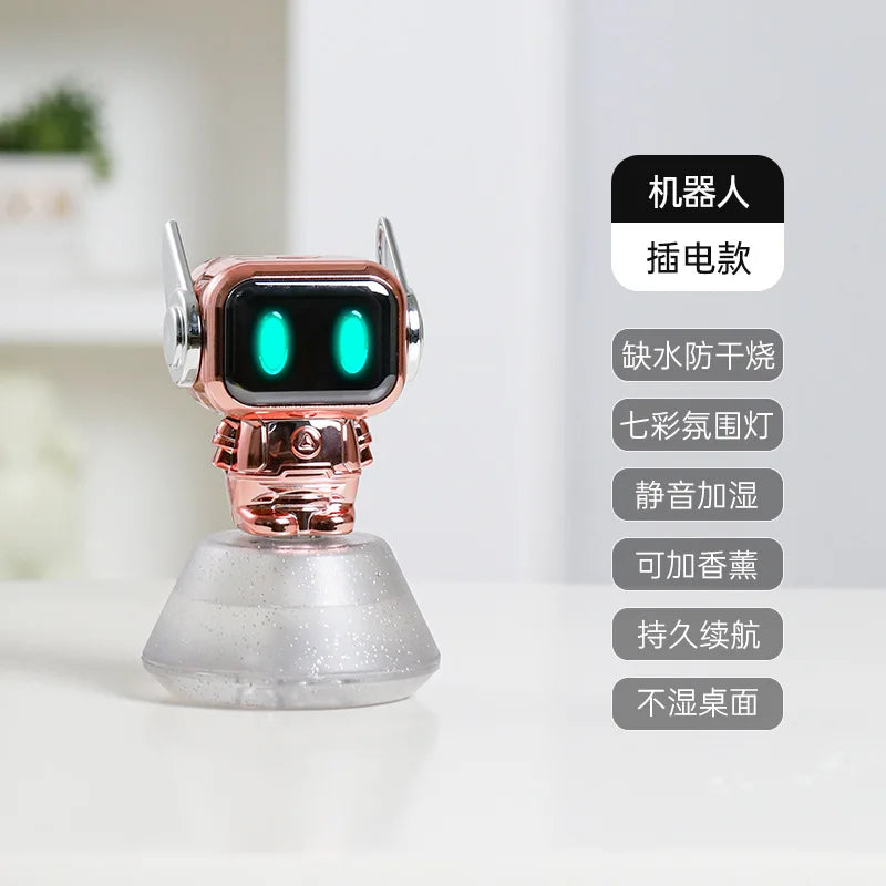 0.5L Cute Robot USB Humidifier – Desktop Air Moisturizer Desktop Humidifier Qst LX931J Golden