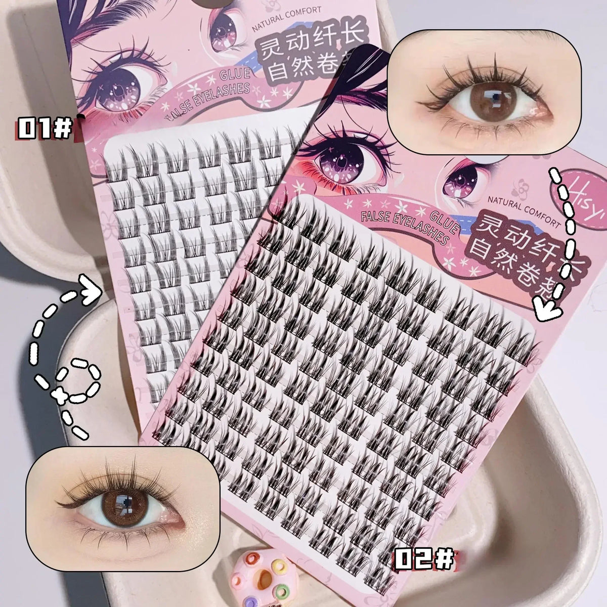 HISYI False Eyelashes Set – Natural, Cat, Fairy & Sunflower False Eyelashes Set Qme