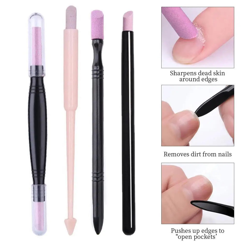 Nail Sanding File Cuticle Stone Pusher & Art Pen Tool | Qme Nail Care Tool Qme