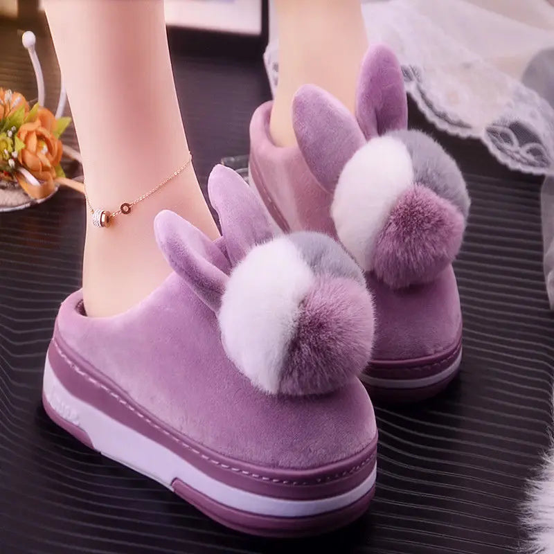 Women's Winter Plush Slippers – Crystal Rhinestone Indoor Women's Plush Slippers Qst WD-162A Purple CN36-37(Insole 23cm China Mainland
