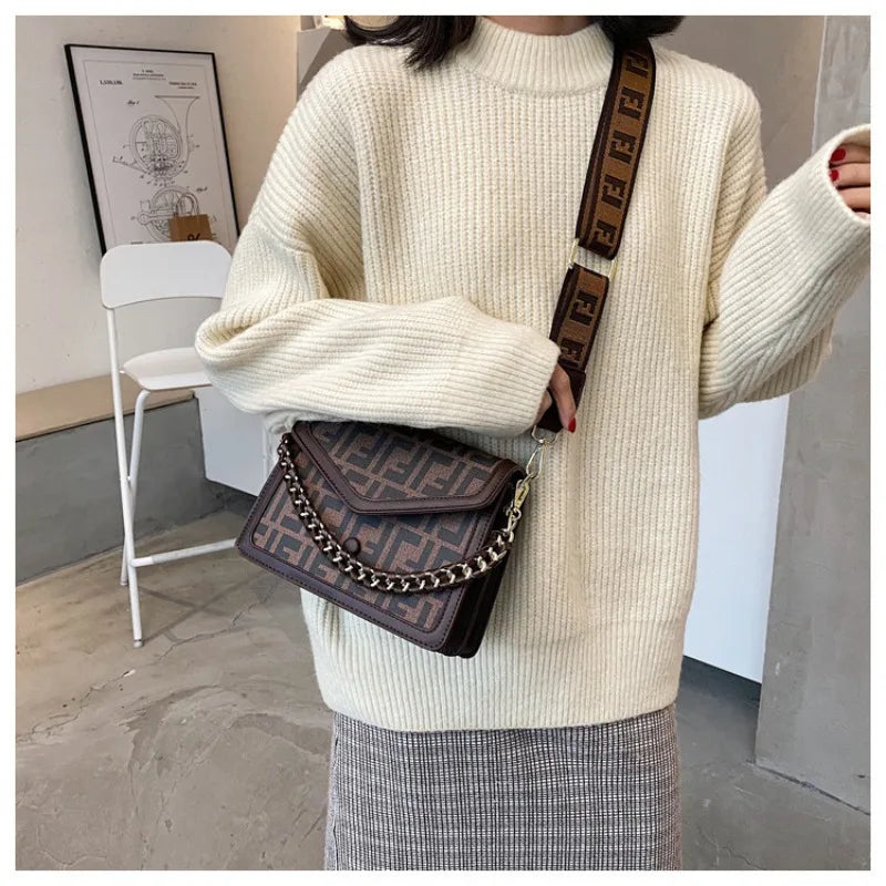 Retro Letter Print Mini Crossbody Bag | Stylish PU Shoulder Bag Mini Crossbody Bag Qme