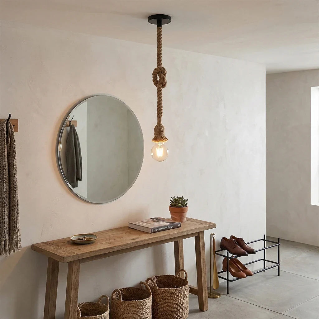 Vintage Hemp Rope Retro Ceiling Pendant Light E27 Loft Ceiling Pendant Light Qme