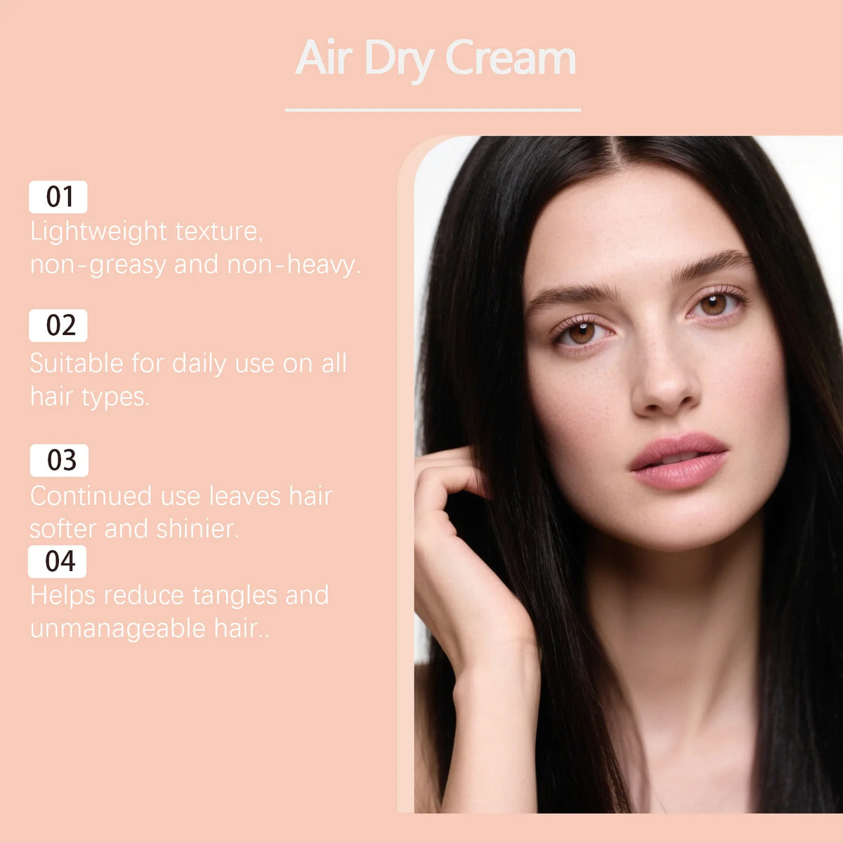 Keratin Air Dry Cream – Castor & Coconut Oil Frizz Control Hair Smoothing Cream Qst