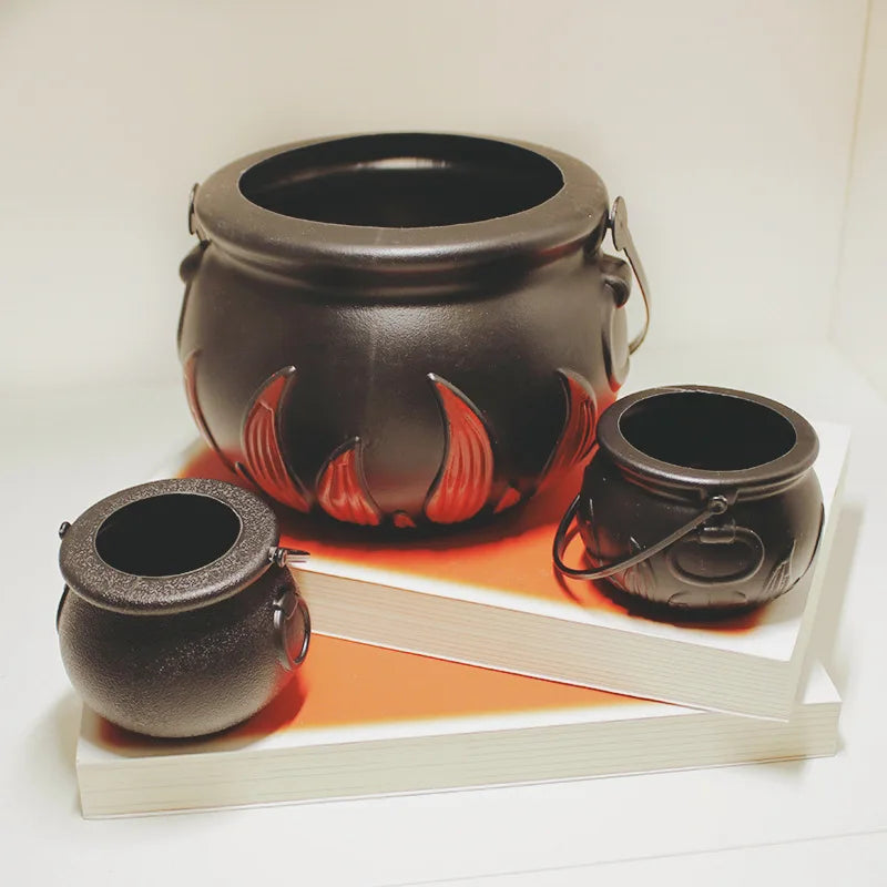 Halloween Witch Pumpkin Candy Pail | Black Flame Lantern Bucket Halloween Candy Pail Qme