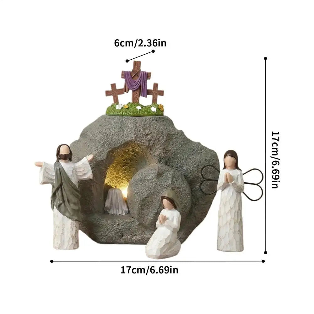 Empty Tomb Easter Scene Religious Resin Centerpiece Religious Resin Figurine Qme as shown