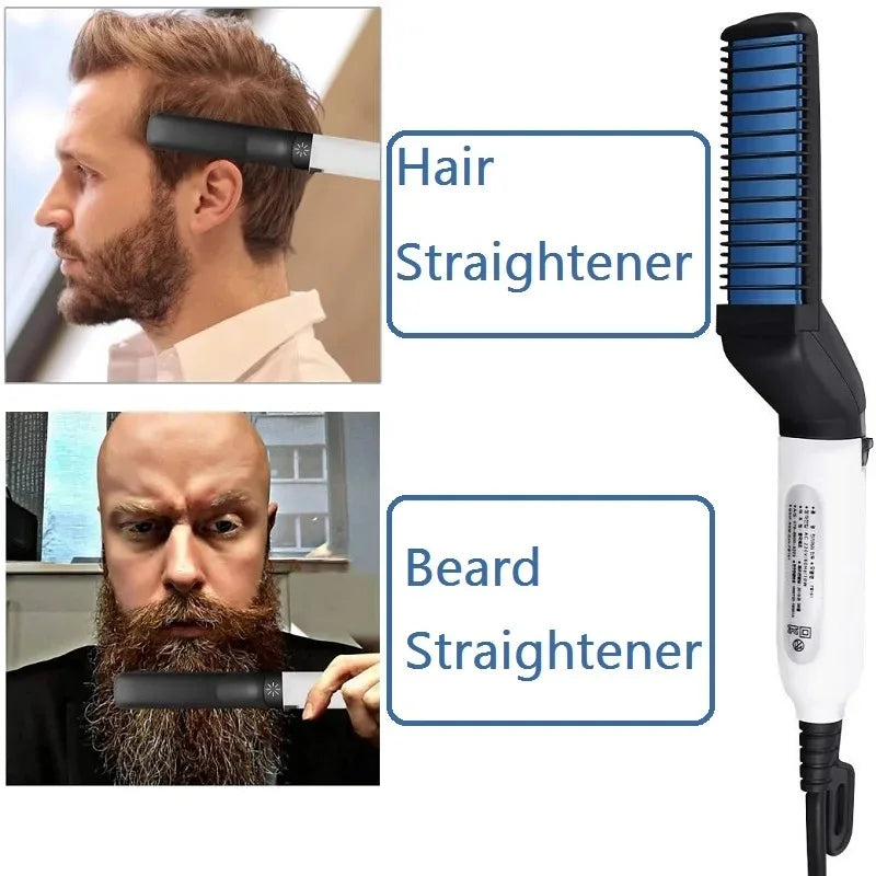 VamsLuna 2-in-1 Electric Beard Straightener Brush for Men Beard Straightener Brush Qst