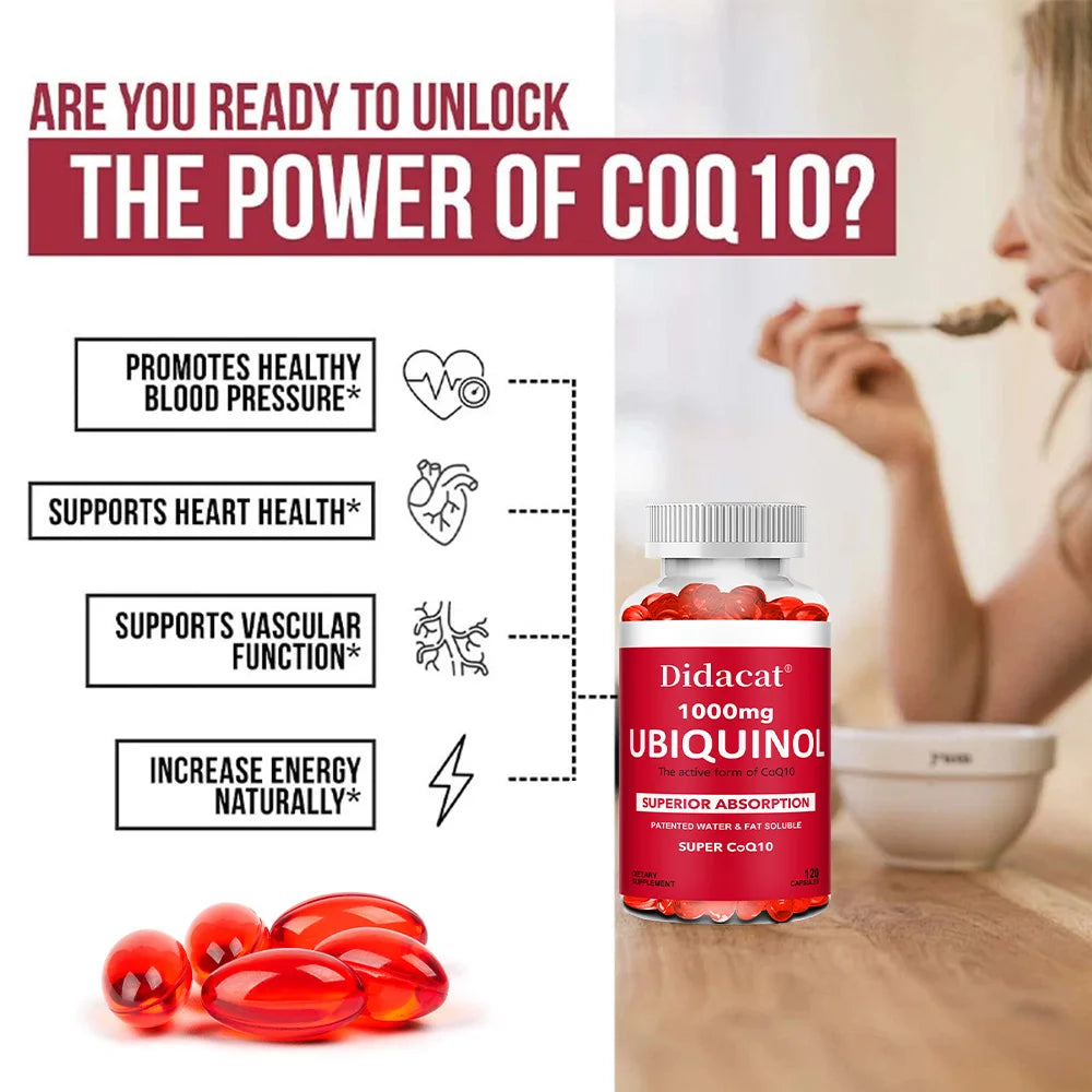 VITALXTRA Ubiquinol CoQ10 1000mg Softgels | Active Form CoQ10 Supplement Qst