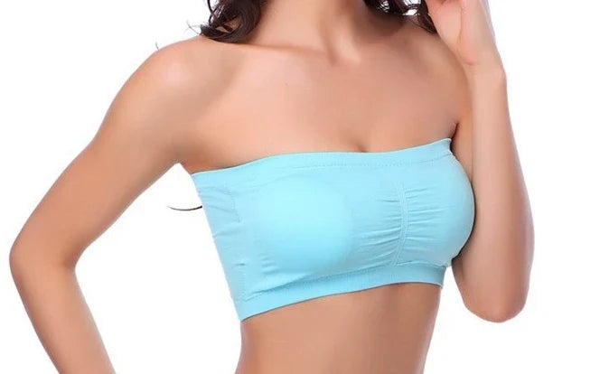 Double Layer Strapless Bandeau Bra – Removable Padded Stretchy Strapless Bandeau Bra Qme sb 2xl