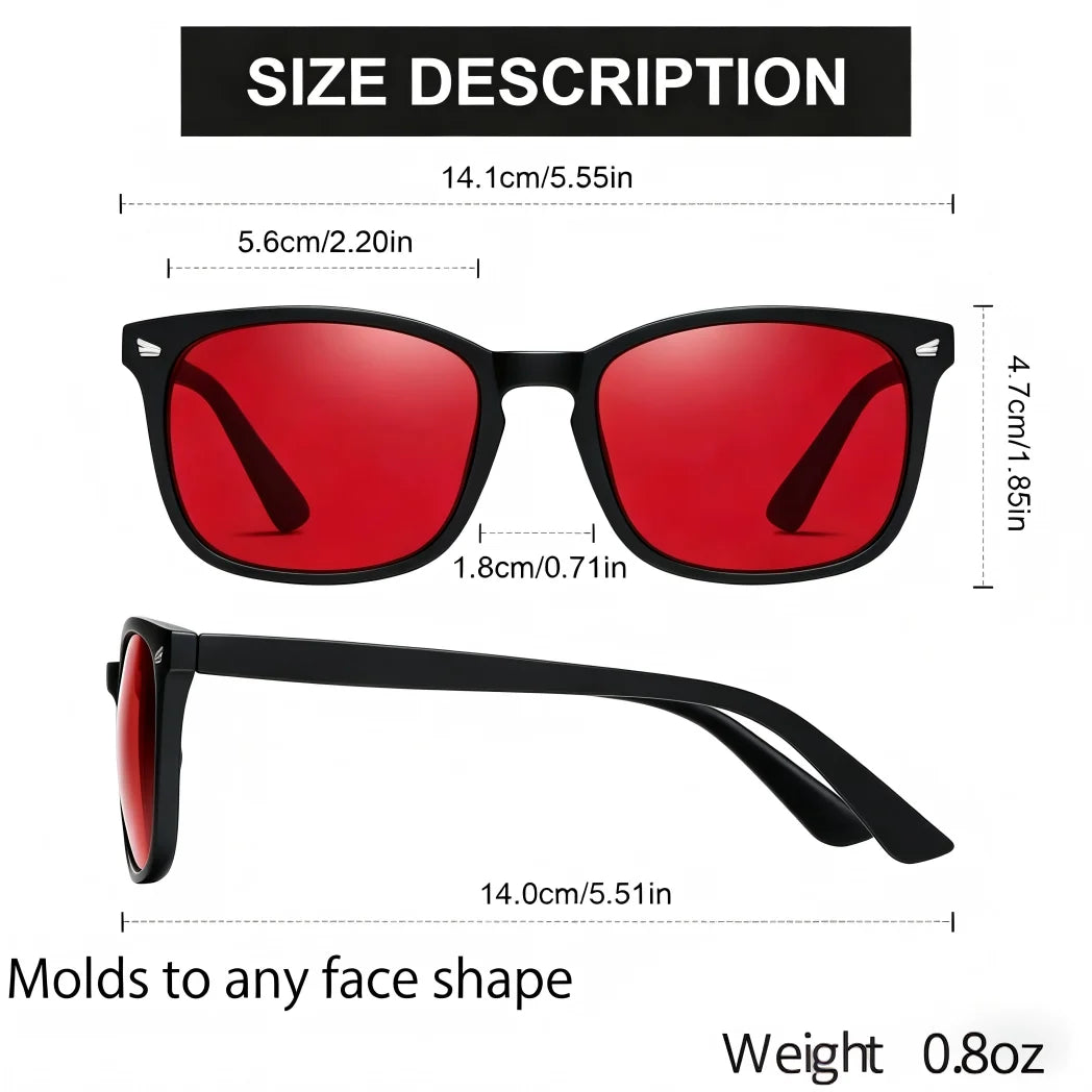 VOPHA S70 Red Lens Blue Light Blocking Glasses – Unisex Square Blue Light Glasses Qst