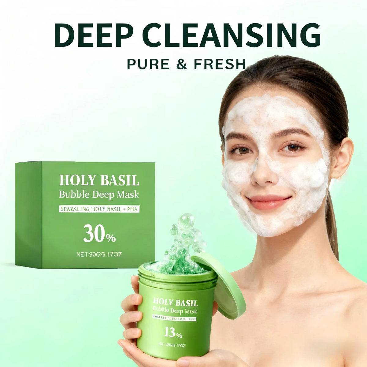 Holy Basil Bubble Deep Cleansing Face Mask | Pore & Oil Control Bubble Cleansing Mask Qst