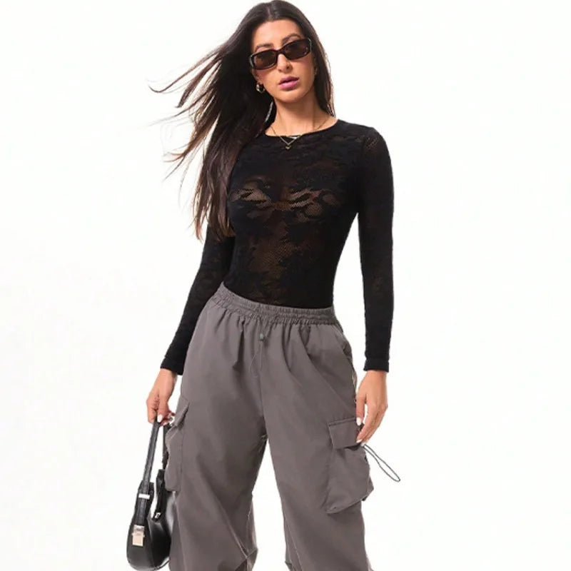 Mesh Hollow Yoga Jumpsuit | Elastane Fitness Bodysuit | Qme Yoga Jumpsuit Qme
