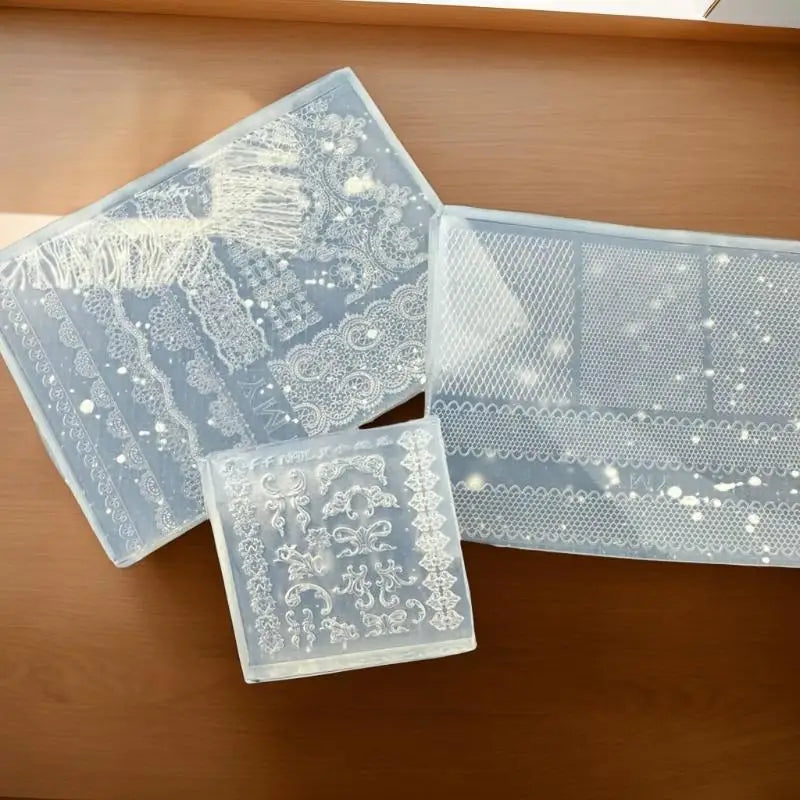Silicone 3D Nail Mould Templates – Lace & Ribbon DIY Nail Art Nail Art Mould Qme
