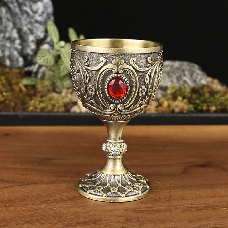 Vintage Embossed Metal Chalice Goblet – Wine & Décor Cup Decorative Chalice Goblet Qme A8