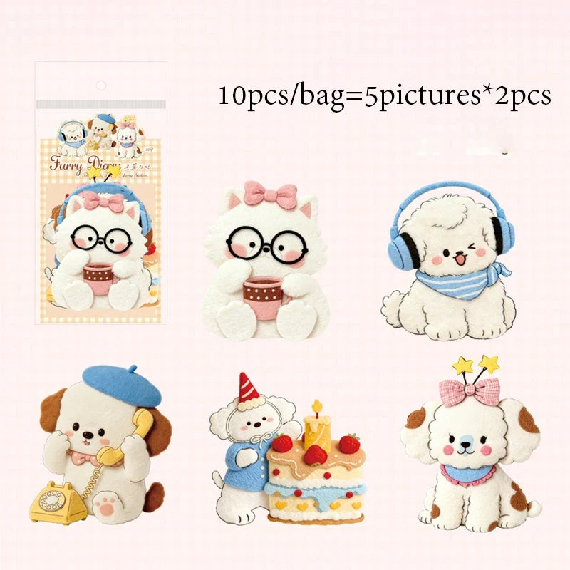 Cute Plush Pet Large Decorative Stickers – 6 Colors Decorative Stickers Qme D