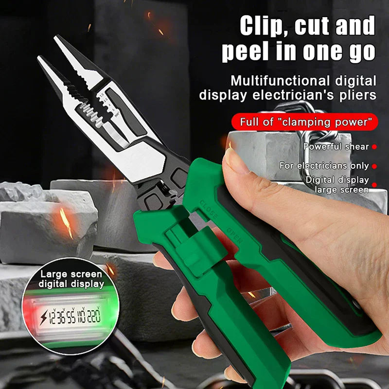 Multifunctional Wire Stripping Pliers with Digital Voltage Tester Electrician Pliers Qme