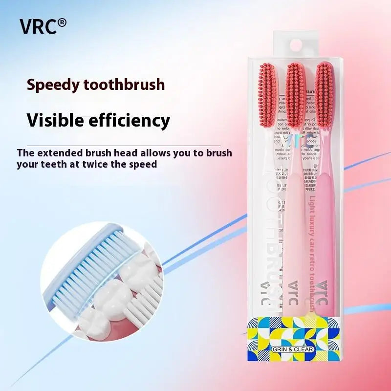 Long Head Soft Bristle Adult Toothbrush | Deep Clean Adult Toothbrush Qme Pink 3PCS