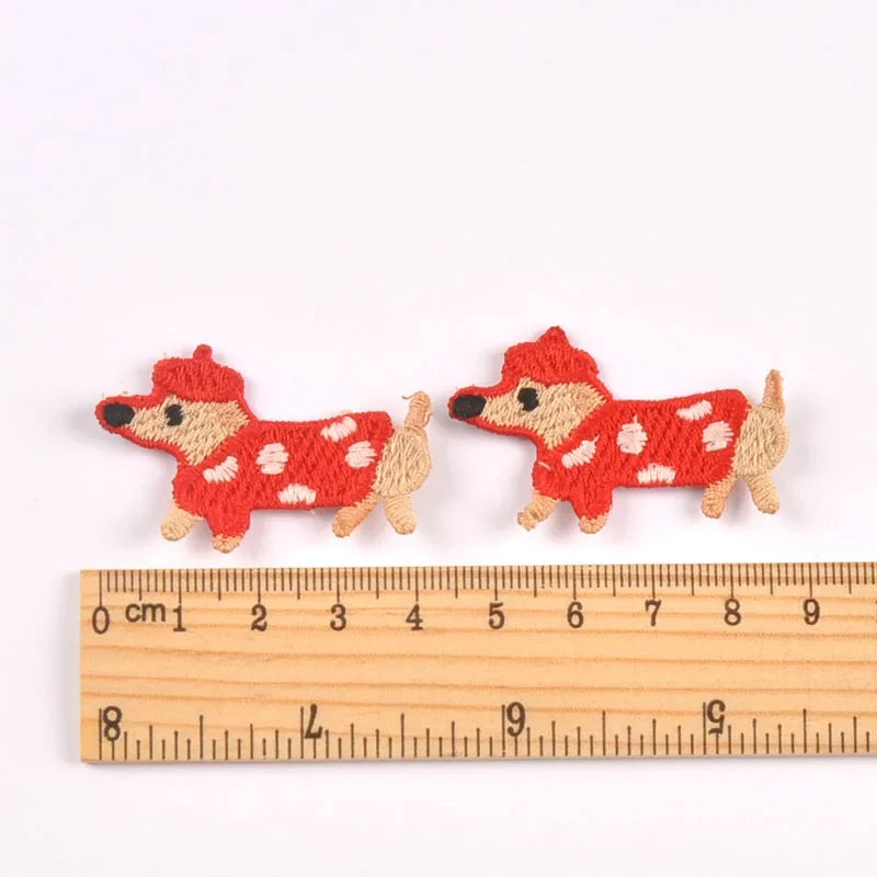 Sausage Dog Iron-On Cloth Patches | 10pcs Mixed Colors & Designs Sew-On Cloth Patches Qme 3