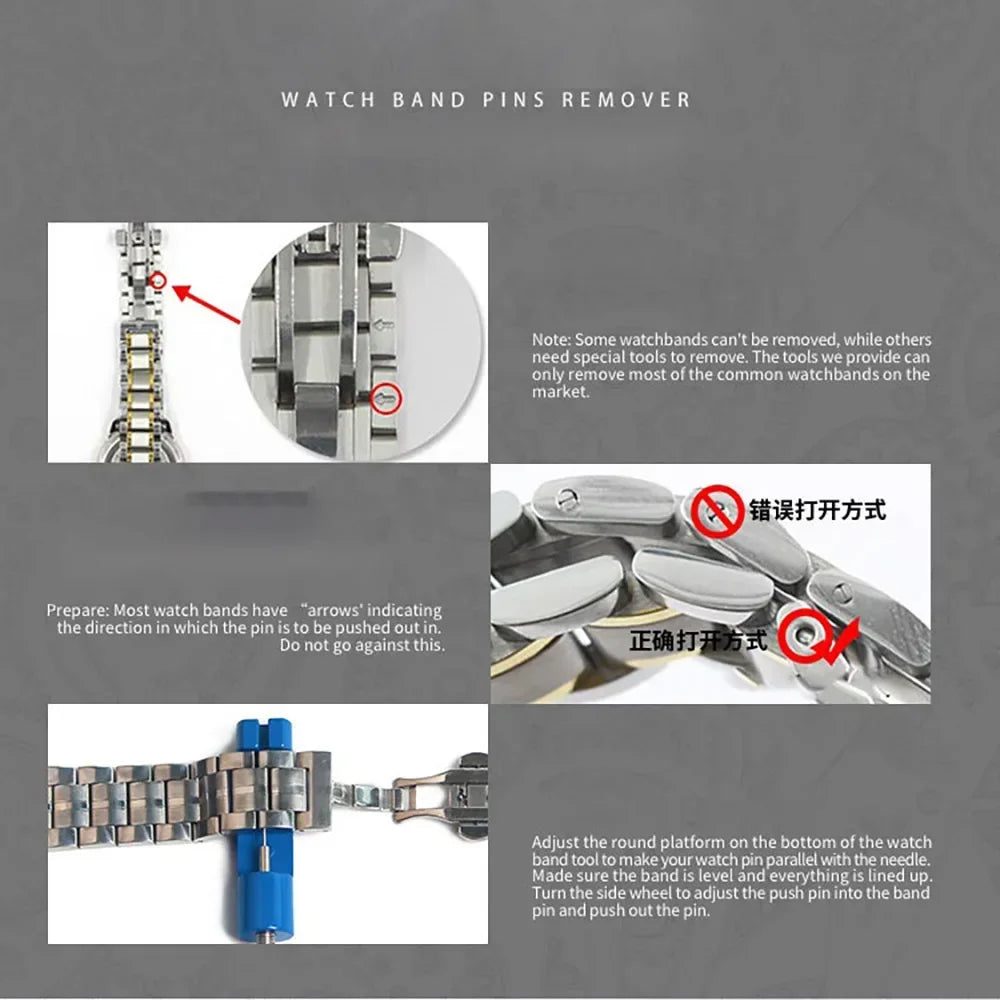Metal Watch Band Link Pin Remover & Bracelet Strap Adjuster Tool Watch Repair Tool Qme