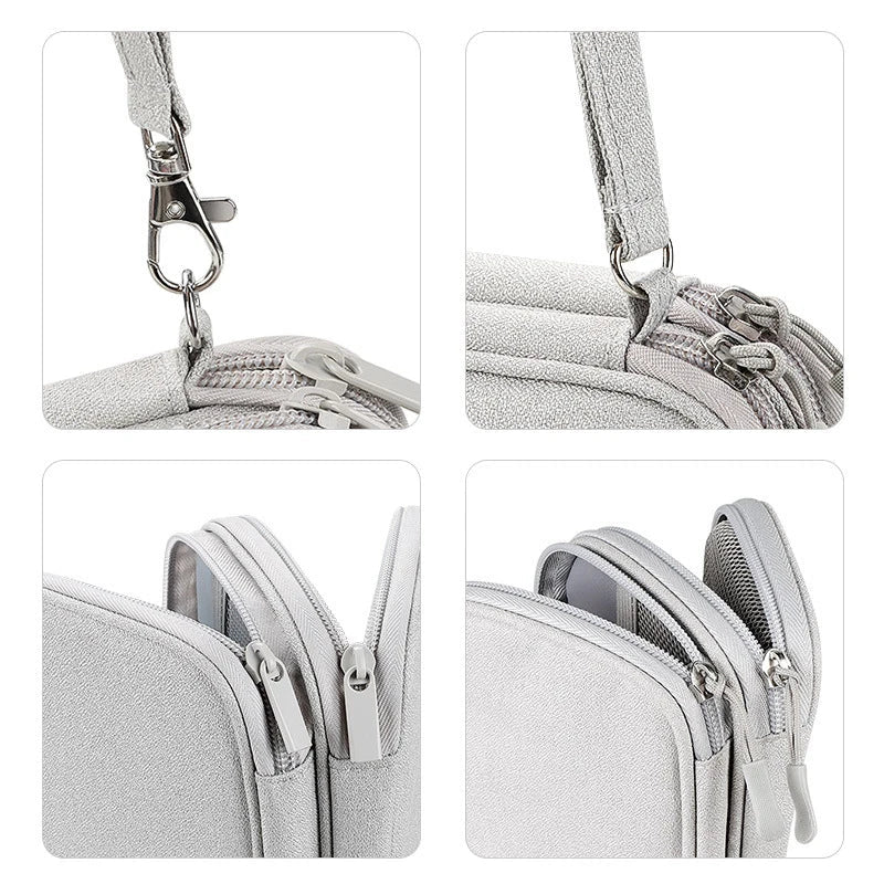 Portable Travel Electronics Organizer Bag – Multi-Layer Nylon Electronics Organizer Bag Qme