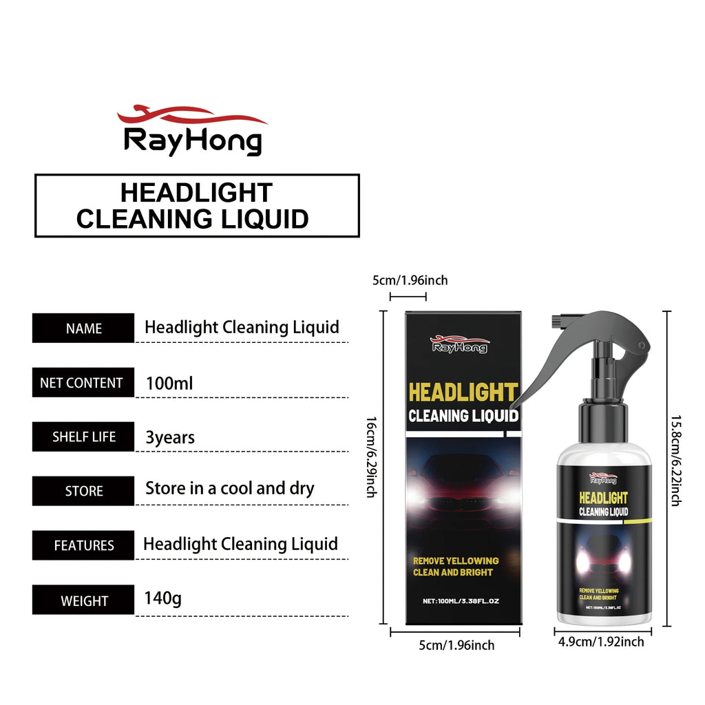 Rayhong Car Headlight Cleaner & Polish 100ml – Brightening Agent Headlight Cleaner Qst