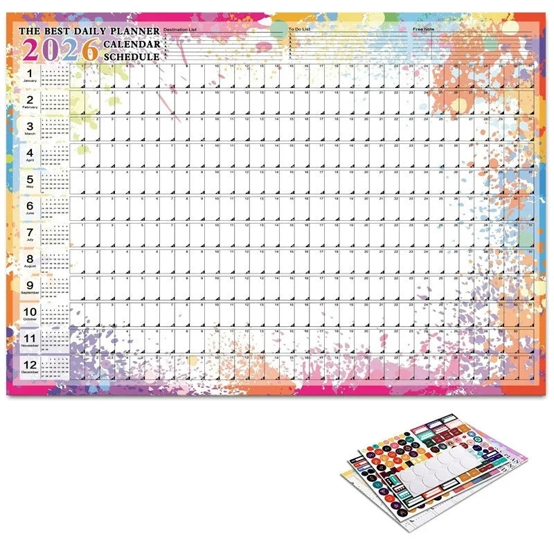 2026 Large Kawaii Wall Calendar To-Do List Planner – 7 Colors Wall Calendar Planner Qme Retro