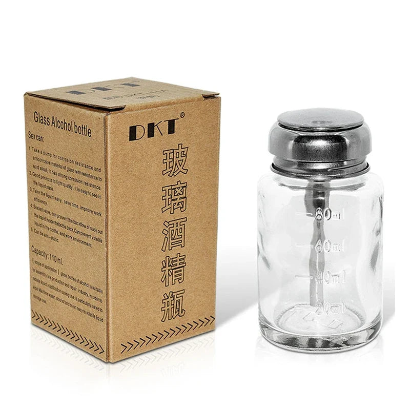 Clear Glass Push-Down Pump Dispenser | Refillable Nail Polish Bottle Glass Pump Dispenser Qme