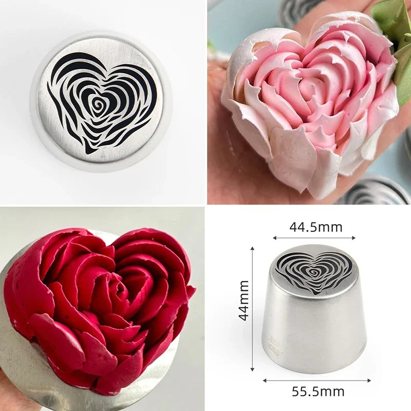 XL Heart Rose Russian Icing Tip | Stainless Steel Piping Nozzle Cake Decorating Tip Qme