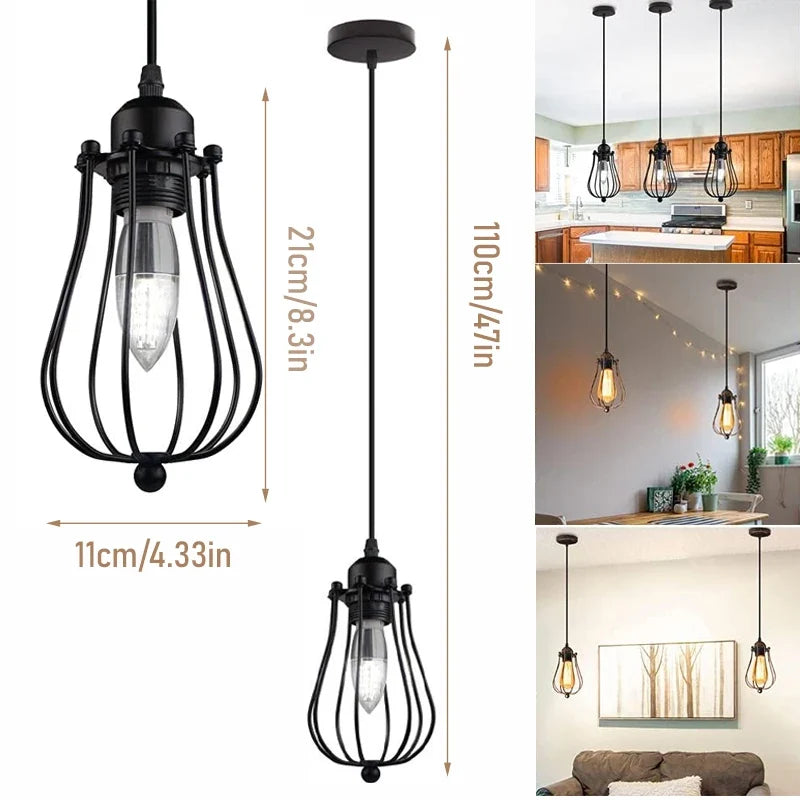 Vintage Concrete Pendant Light – Retro Industrial Hanging Lamp Pendant Light Fixture Qme black