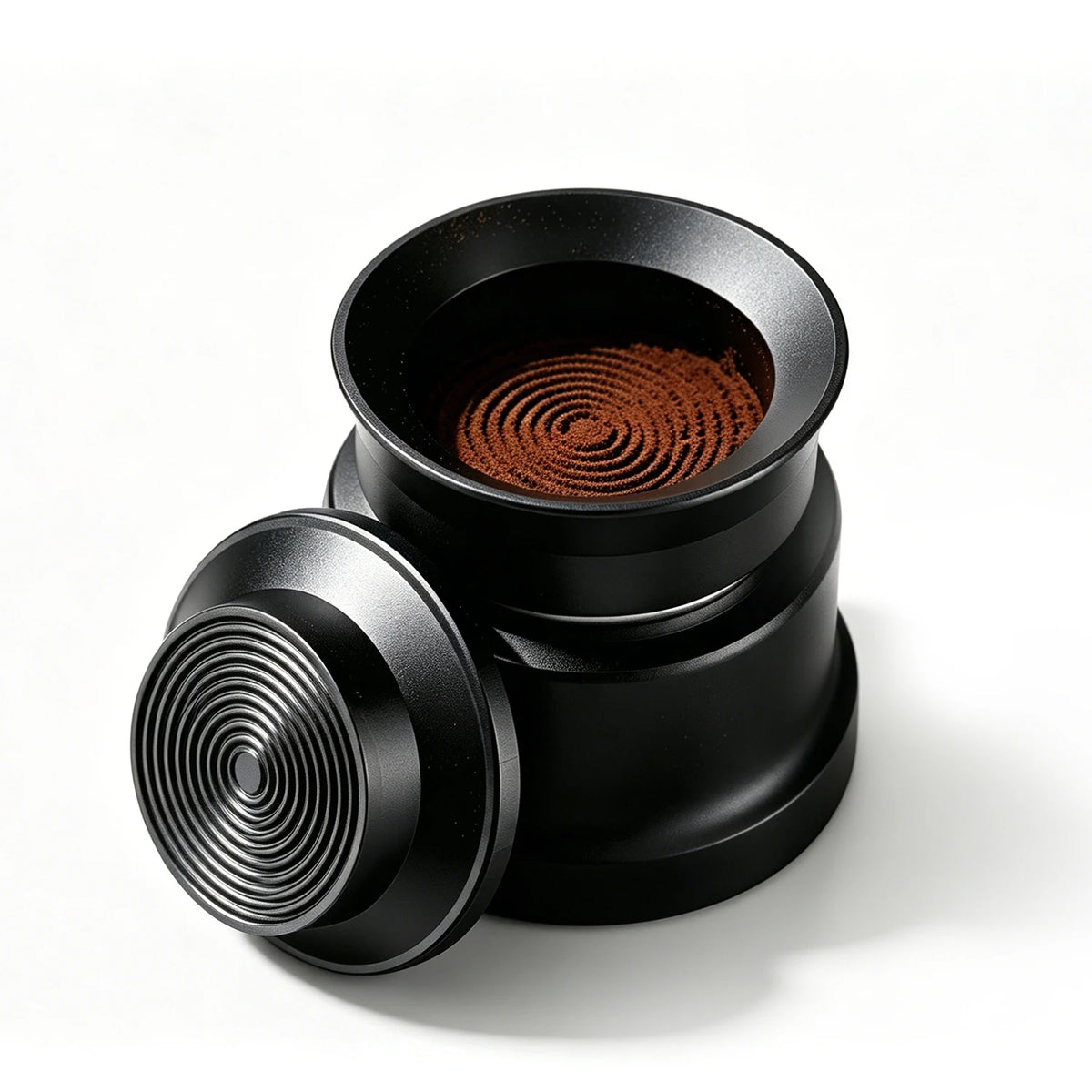 Bincoo Aluminum Moka Pot Coffee Tamper & Dosing Funnel 2 Cup Coffee Tamper Funnel Qst Black