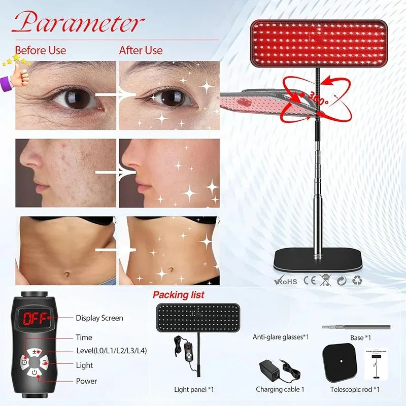 25W Red Light Therapy Panel 660nm 850nm with Adjustable Stand Red Light Therapy Panel Qst