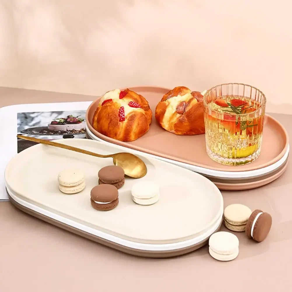 Stackable Oval Serving Plate Dessert Fruit Tray | 5 Colors Oval Serving Plate Qme