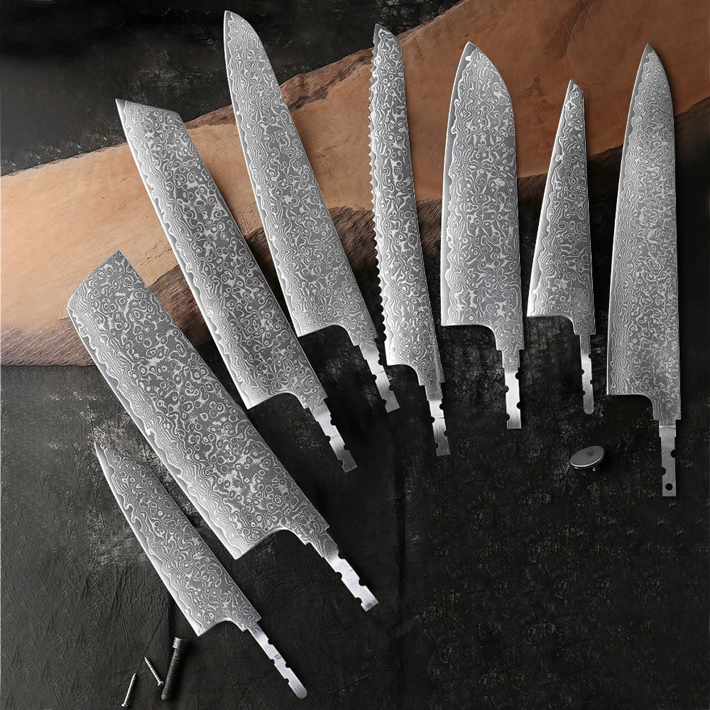 DASHWAY Damascus Steel Blank Blade AUS-10 Full Tang DIY Knife Damascus Blank Blade Qst