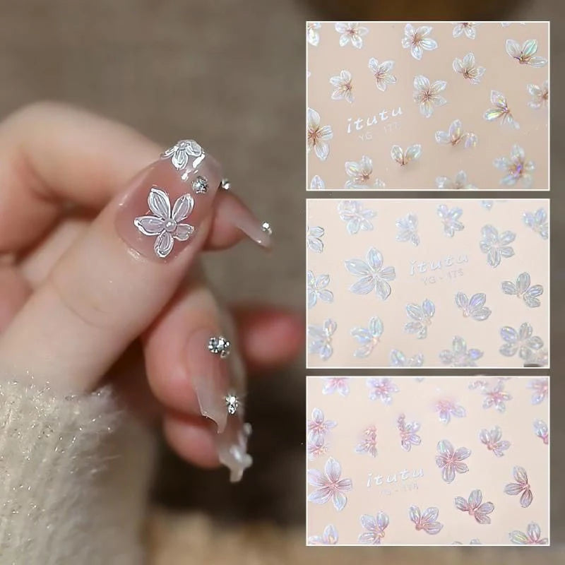 5-Petal Flower Nail Decals – DIY Floral Nail Stickers Nail Art Stickers Qst