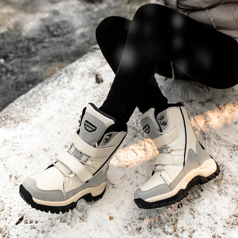 Women's Waterproof Mid-Calf Snow Boots – Warm Plush Lace-Up Women's Snow Boots Qst