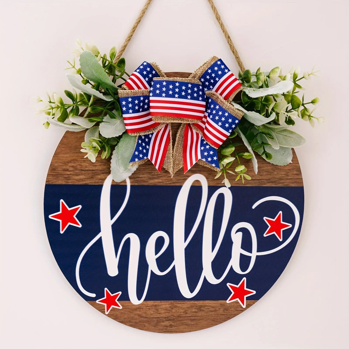 4th of July Wood Door Wreath Hanging Sign | US Festival Decor Holiday Door Wreath Qme