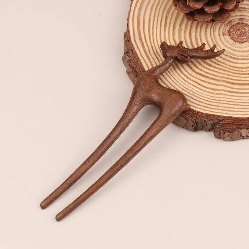 Wooden U-Shape Hair Stick Fork – Chinese Style Hairpin Hair Fork Hairpin Qst 04