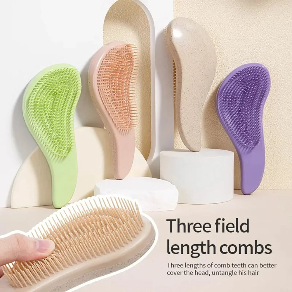 Wheat Straw Detangling Hairbrush – Soft Silicone Wide Tooth Detangling Hairbrush Qme