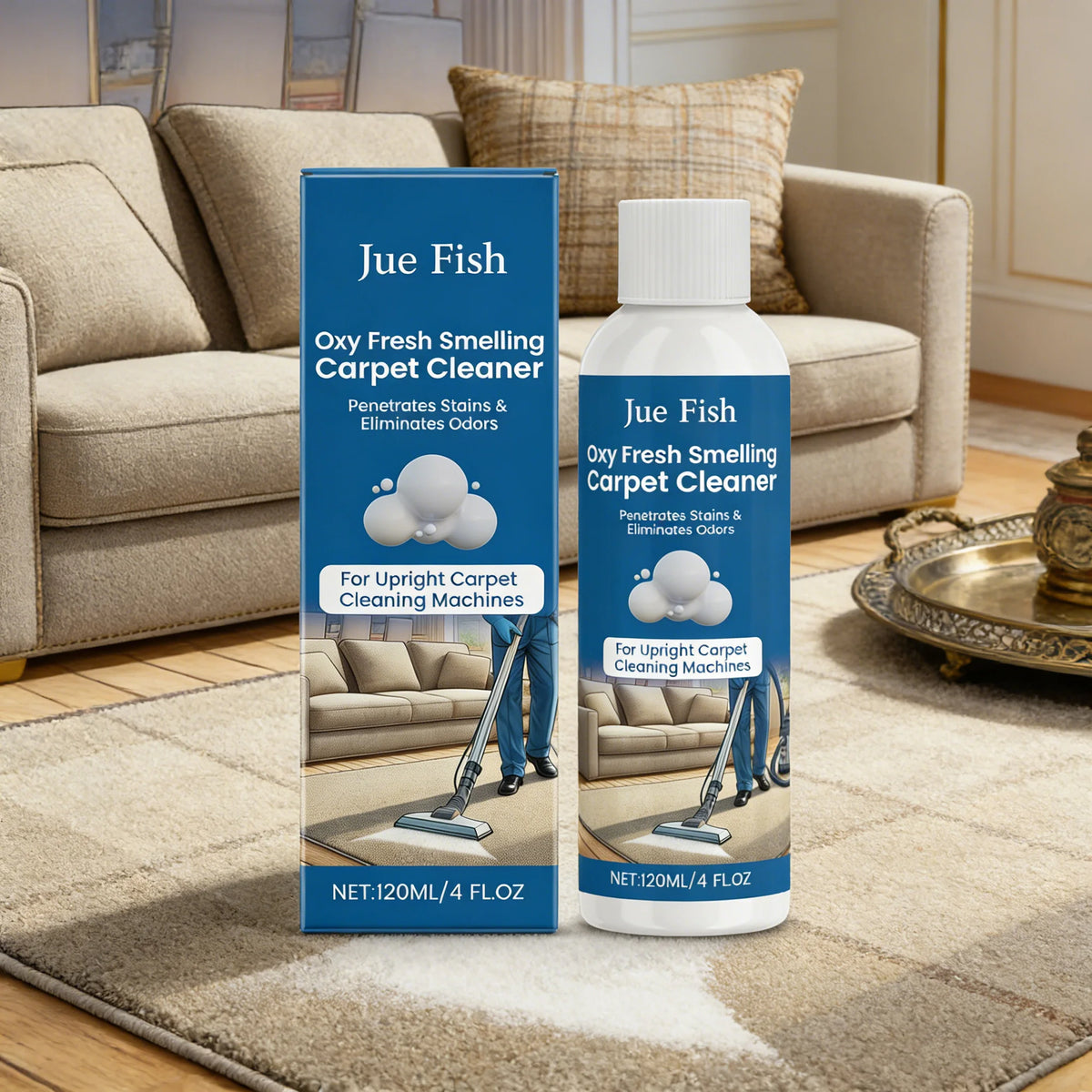 Jue-Fish Carpet Cleaner Liquid – Deep Clean & Degrease 120g Carpet Cleaning Liquid Qst