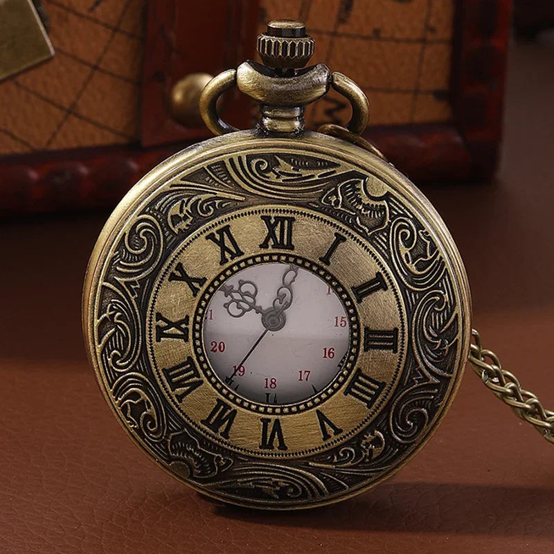 Vintage Bronze Pocket Watch | Roman Numerals Classic Pattern Vintage Pocket Watch Qme