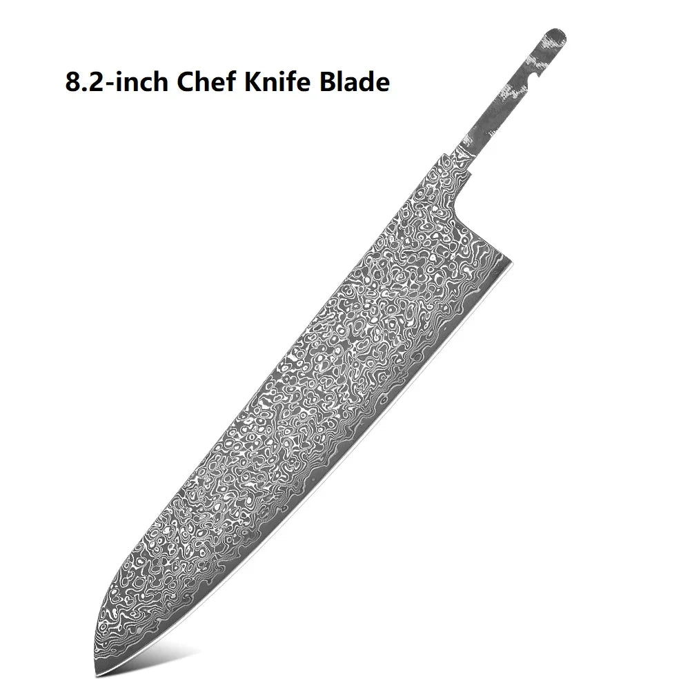 Damascus Steel Chef Knife Blank Blade – DIY Full Tang Forged Knife Blank Blade Qst 8.2 inch Chef