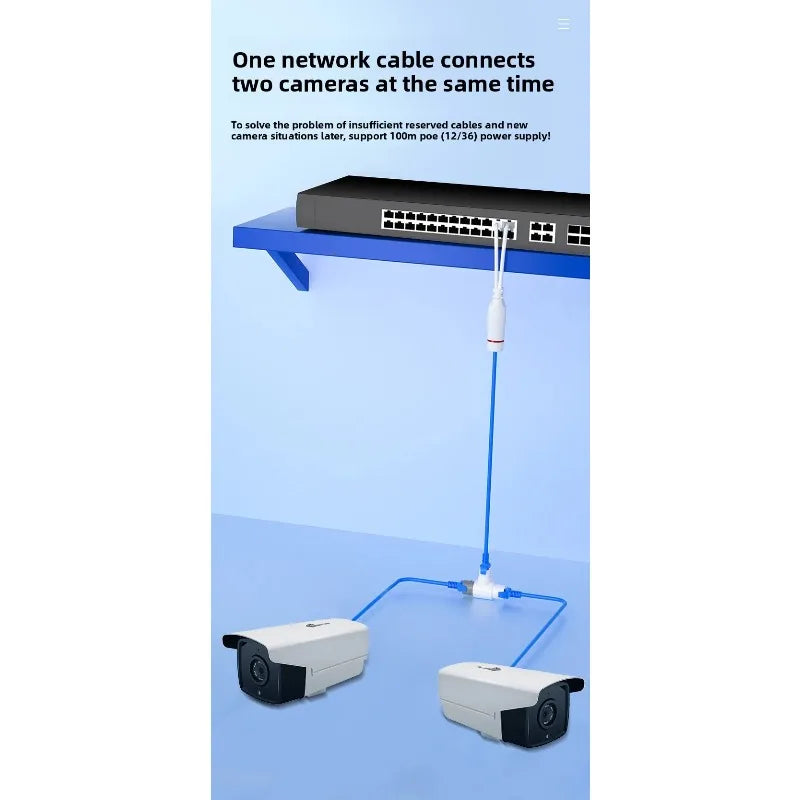 Waterproof POE Splitter 1 to 2 Devices | Network Expansion Cable POE Network Splitter Qme