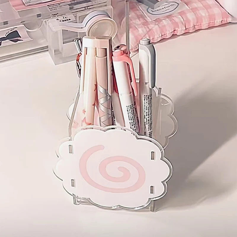 Cute Acrylic Fish Cake Pen Holder | Cloud-Shaped Desk Organizer Desk Pen Holder Qme