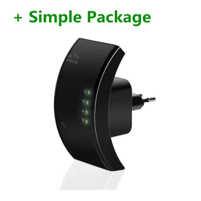 WiFi Range Extender 300Mbps – Wireless Repeater & Booster WiFi Range Extender Qme black-simple box EU