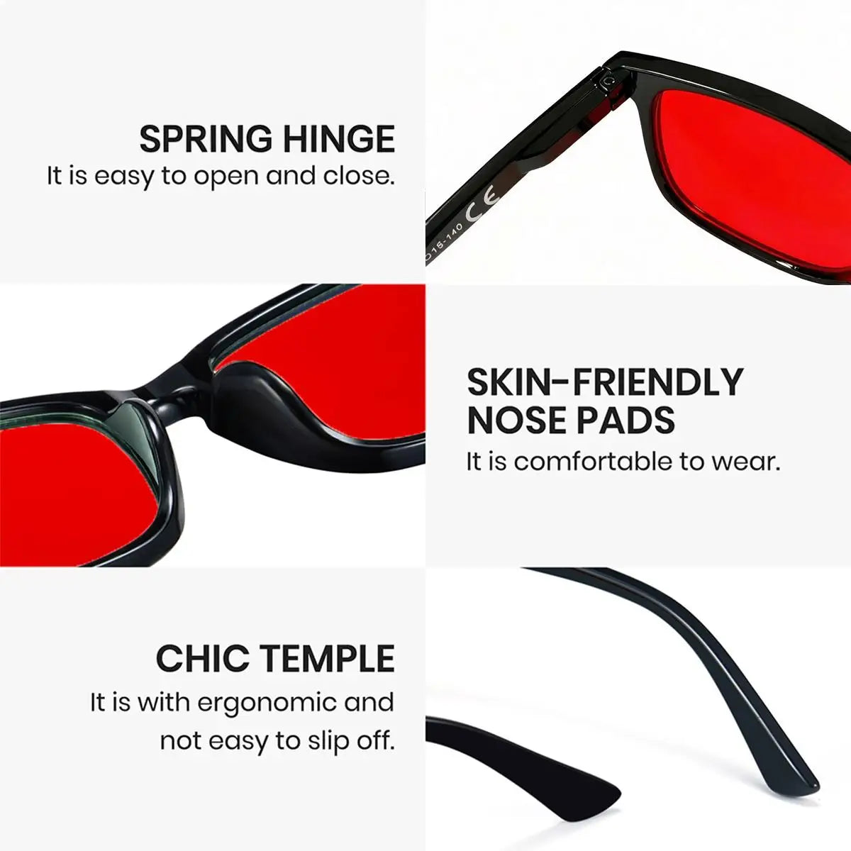 VOPHA S70 Red Lens Blue Light Blocking Glasses – Unisex Square Blue Light Glasses Qst