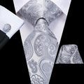 Hi-Tie Smoke Grey Necktie Pocket Square & Cufflinks Set Necktie Gift Set Qme 3530